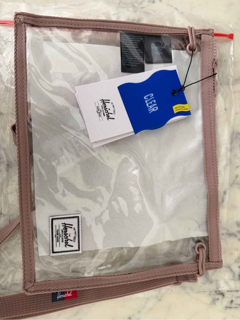 Herschel Supply Company Clear Bag with Ash Rose Trim